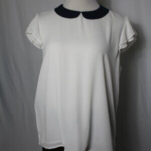 CeCe Cream-colored Peter Pan Collar Blouse Women's Large